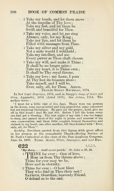 The Book of Common Praise: being the Hymn Book of the Church of England in Canada. Annotated edition page 596