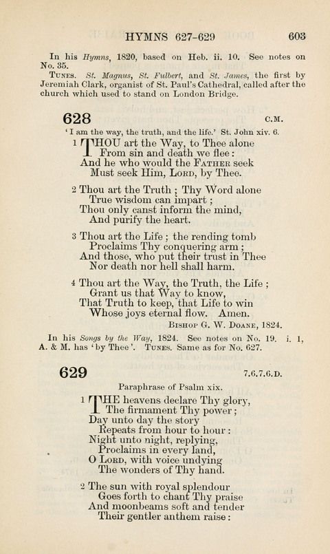 The Book of Common Praise: being the Hymn Book of the Church of England in Canada. Annotated edition page 603