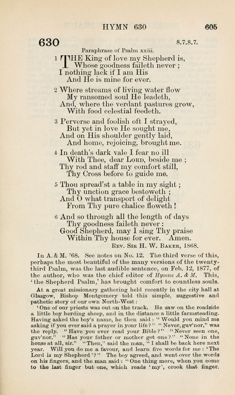 The Book of Common Praise: being the Hymn Book of the Church of England in Canada. Annotated edition page 605