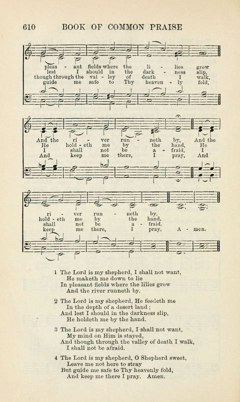 The Book of Common Praise: being the Hymn Book of the Church of England in Canada. Annotated edition page 610