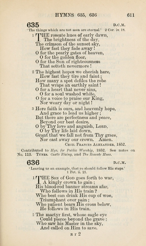 The Book of Common Praise: being the Hymn Book of the Church of England in Canada. Annotated edition page 611