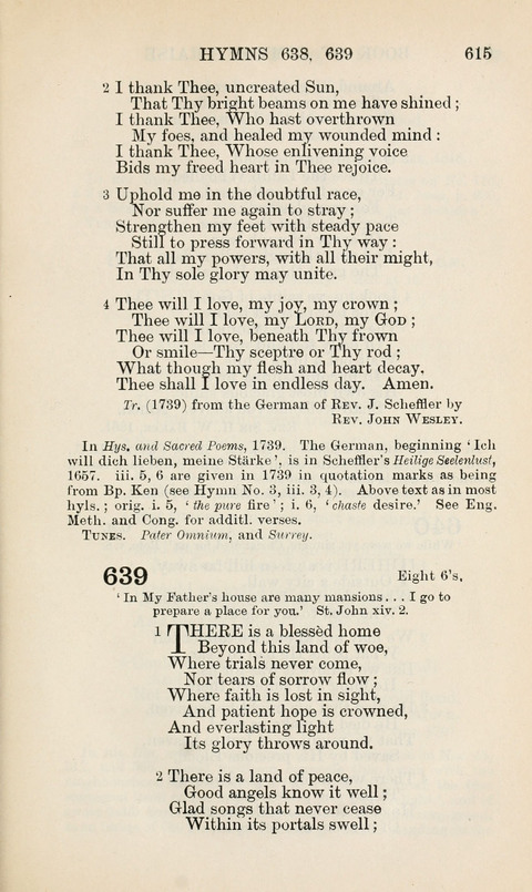 The Book of Common Praise: being the Hymn Book of the Church of England in Canada. Annotated edition page 615