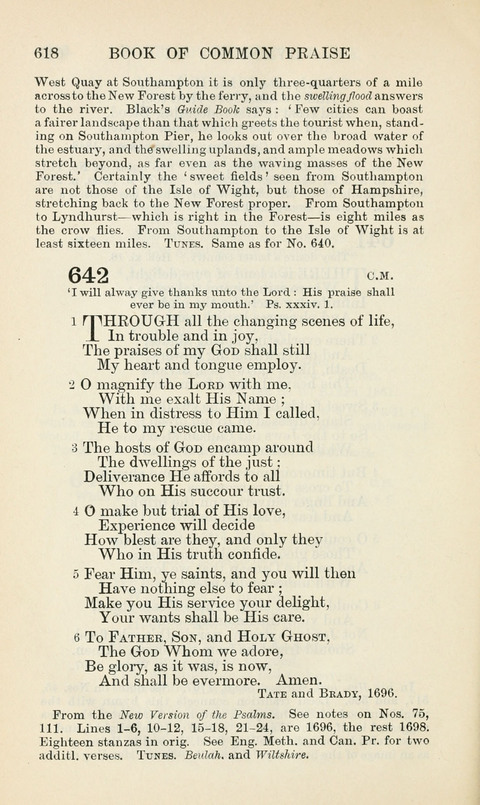 The Book of Common Praise: being the Hymn Book of the Church of England in Canada. Annotated edition page 618