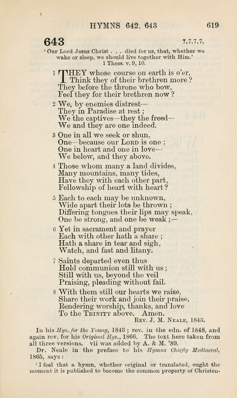 The Book of Common Praise: being the Hymn Book of the Church of England in Canada. Annotated edition page 619