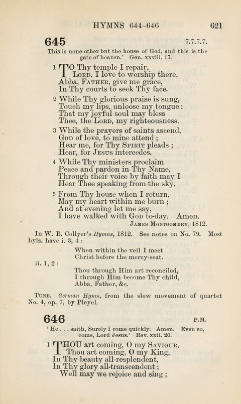 The Book of Common Praise: being the Hymn Book of the Church of England in Canada. Annotated edition page 621