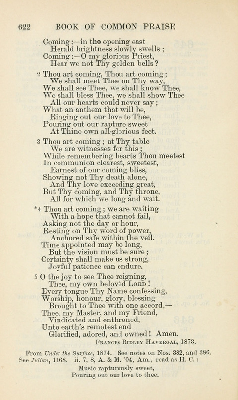 The Book of Common Praise: being the Hymn Book of the Church of England in Canada. Annotated edition page 622