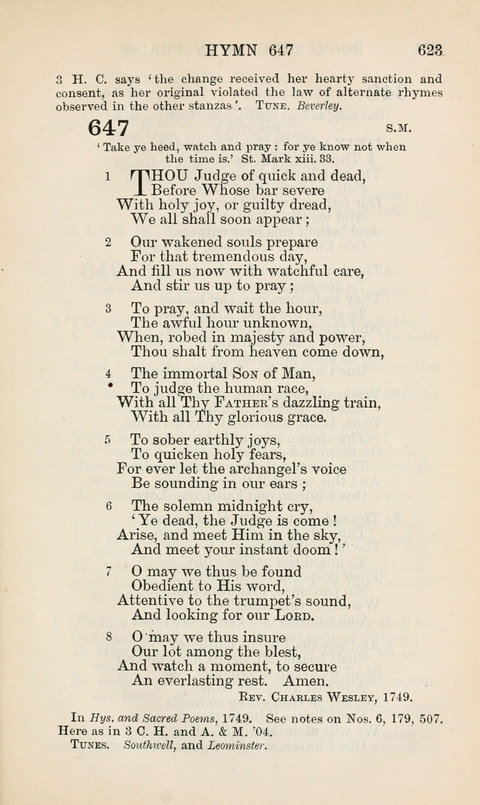 The Book of Common Praise: being the Hymn Book of the Church of England in Canada. Annotated edition page 623