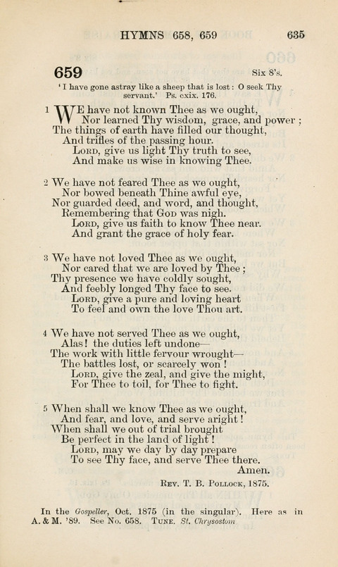 The Book of Common Praise: being the Hymn Book of the Church of England in Canada. Annotated edition page 635