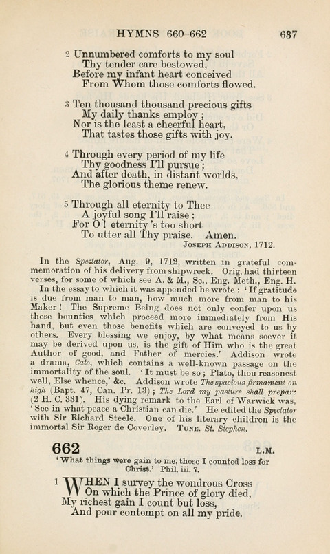 The Book of Common Praise: being the Hymn Book of the Church of England in Canada. Annotated edition page 637