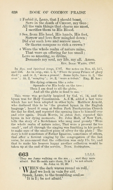 The Book of Common Praise: being the Hymn Book of the Church of England in Canada. Annotated edition page 638