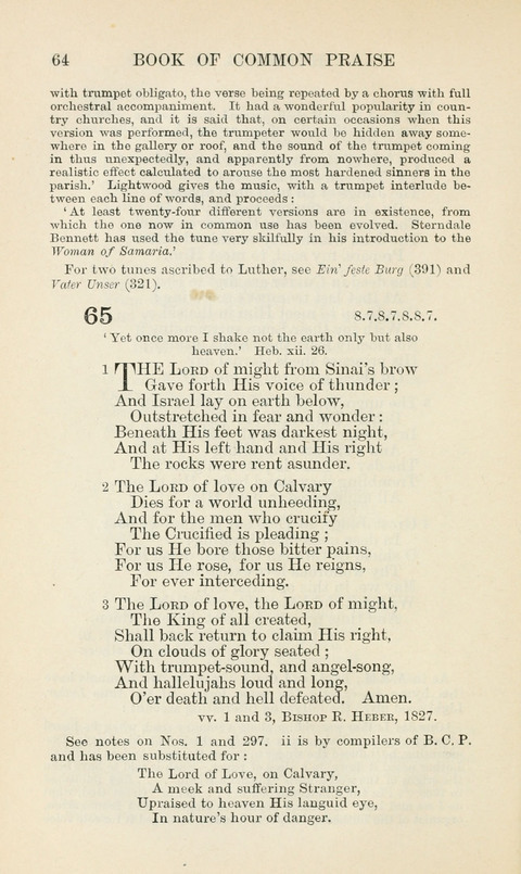 The Book of Common Praise: being the Hymn Book of the Church of England in Canada. Annotated edition page 64