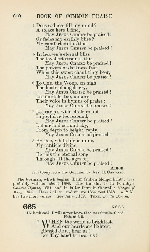 The Book of Common Praise: being the Hymn Book of the Church of England in Canada. Annotated edition page 640