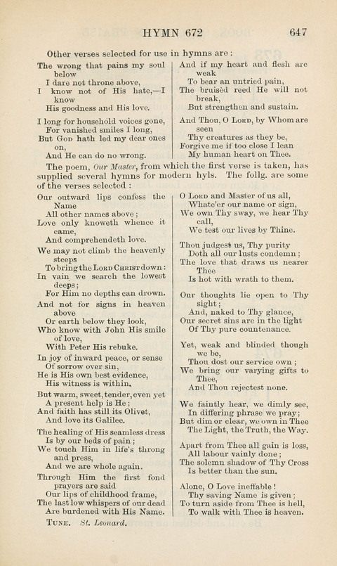 The Book of Common Praise: being the Hymn Book of the Church of England in Canada. Annotated edition page 647