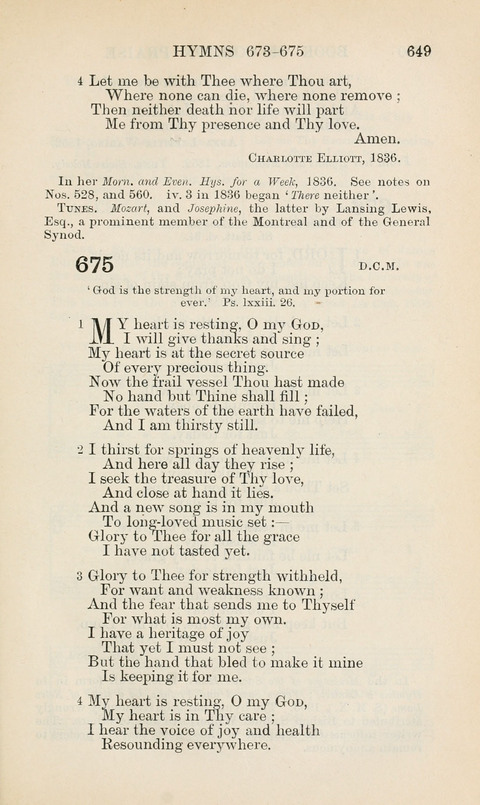 The Book of Common Praise: being the Hymn Book of the Church of England in Canada. Annotated edition page 649