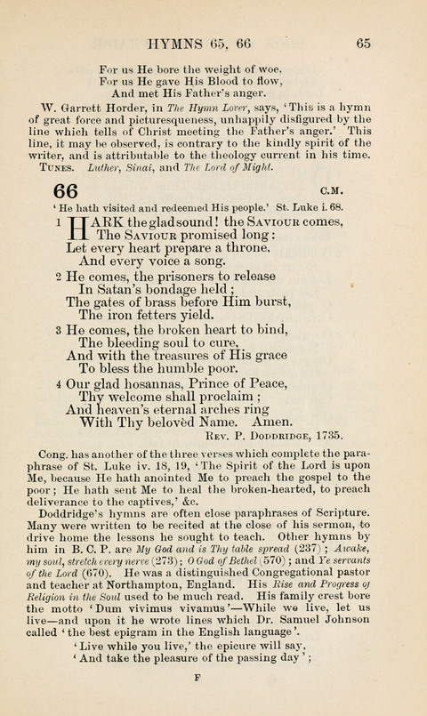 The Book of Common Praise: being the Hymn Book of the Church of England in Canada. Annotated edition page 65