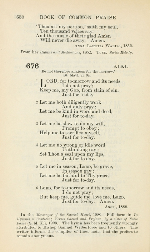 The Book of Common Praise: being the Hymn Book of the Church of England in Canada. Annotated edition page 650