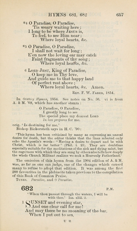 The Book of Common Praise: being the Hymn Book of the Church of England in Canada. Annotated edition page 657