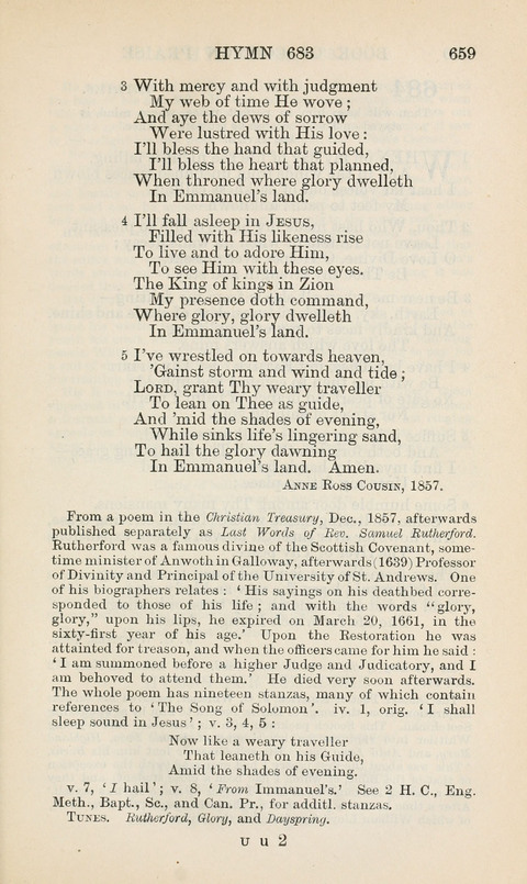 The Book of Common Praise: being the Hymn Book of the Church of England in Canada. Annotated edition page 659