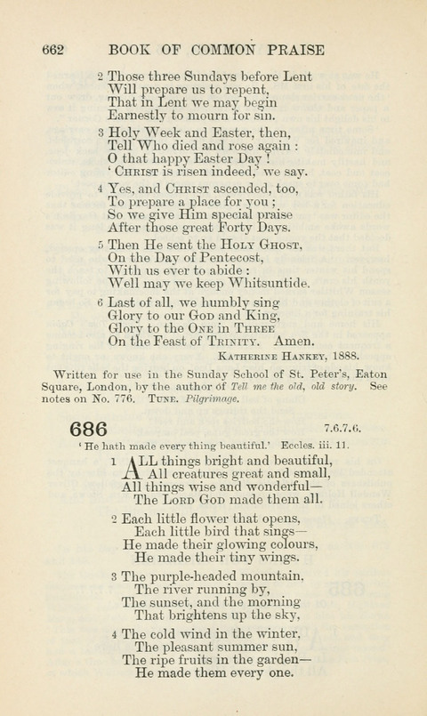 The Book of Common Praise: being the Hymn Book of the Church of England in Canada. Annotated edition page 662