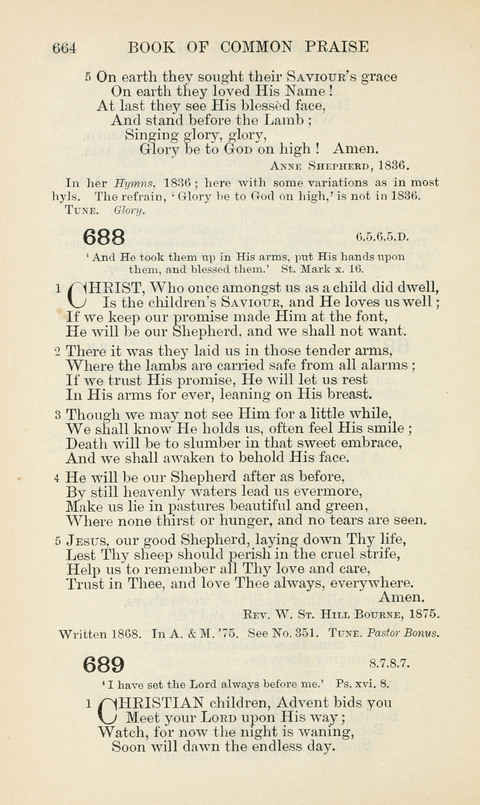 The Book of Common Praise: being the Hymn Book of the Church of England in Canada. Annotated edition page 664