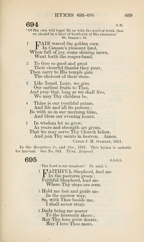 The Book of Common Praise: being the Hymn Book of the Church of England in Canada. Annotated edition page 669