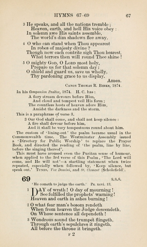 The Book of Common Praise: being the Hymn Book of the Church of England in Canada. Annotated edition page 67