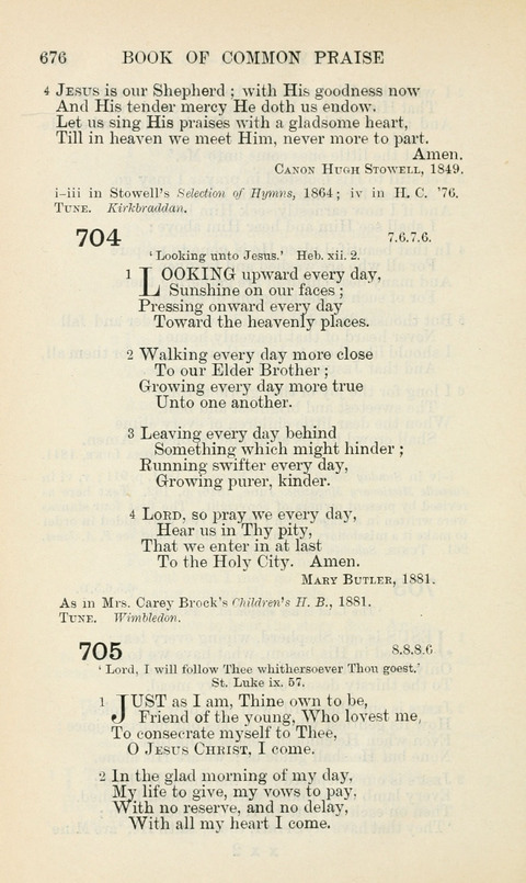 The Book of Common Praise: being the Hymn Book of the Church of England in Canada. Annotated edition page 676