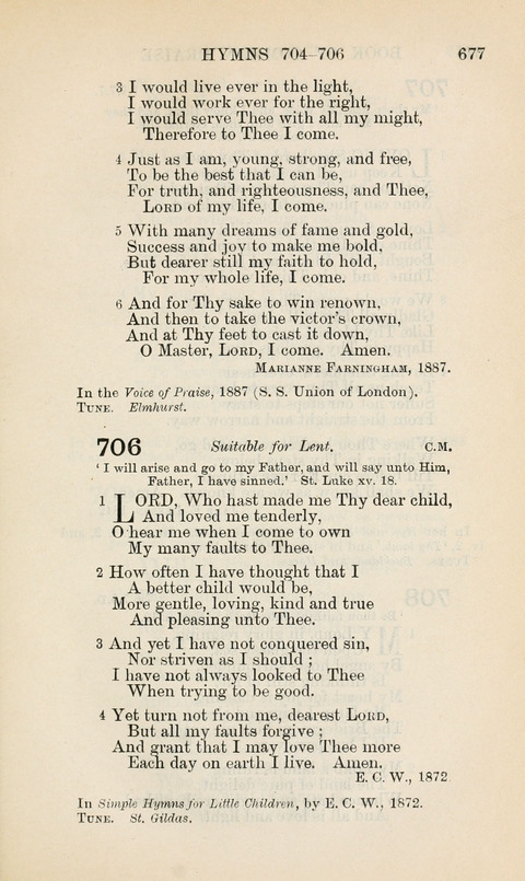 The Book of Common Praise: being the Hymn Book of the Church of England in Canada. Annotated edition page 677