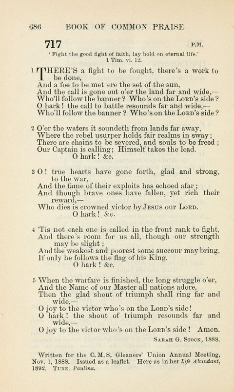 The Book of Common Praise: being the Hymn Book of the Church of England in Canada. Annotated edition page 686