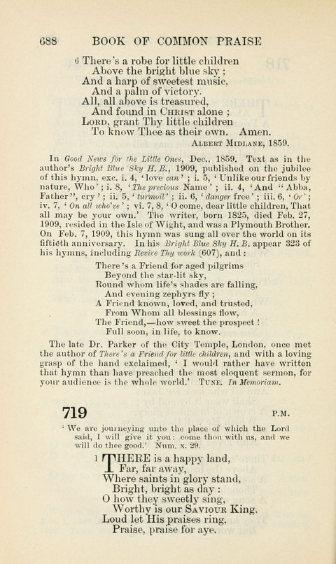 The Book of Common Praise: being the Hymn Book of the Church of England in Canada. Annotated edition page 688