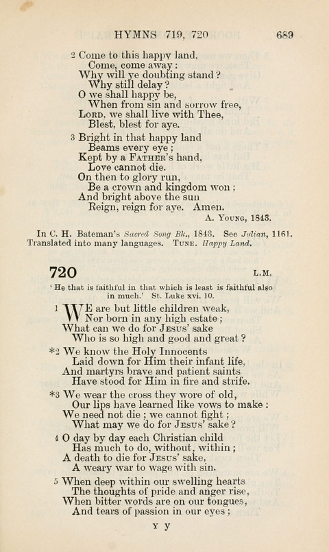 The Book of Common Praise: being the Hymn Book of the Church of England in Canada. Annotated edition page 689