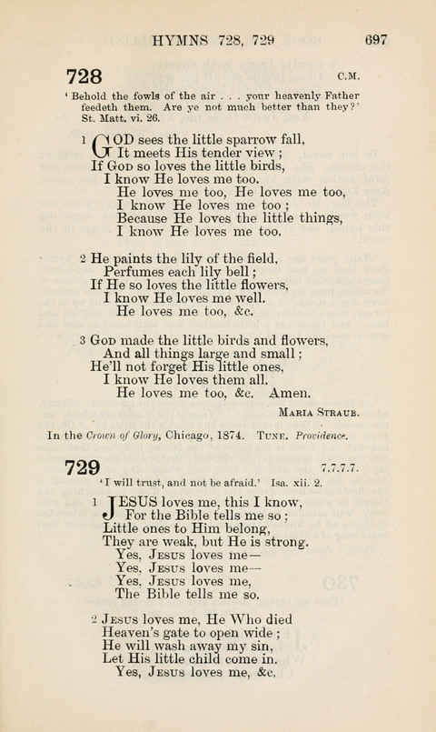 The Book of Common Praise: being the Hymn Book of the Church of England in Canada. Annotated edition page 697