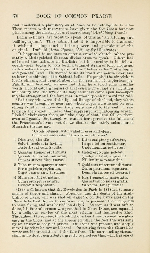 The Book of Common Praise: being the Hymn Book of the Church of England in Canada. Annotated edition page 70