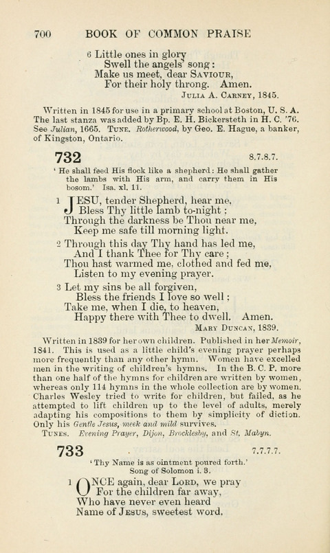 The Book of Common Praise: being the Hymn Book of the Church of England in Canada. Annotated edition page 700