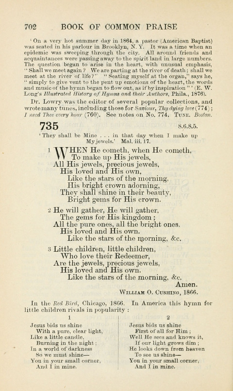 The Book of Common Praise: being the Hymn Book of the Church of England in Canada. Annotated edition page 702