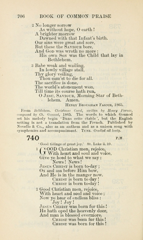 The Book of Common Praise: being the Hymn Book of the Church of England in Canada. Annotated edition page 706