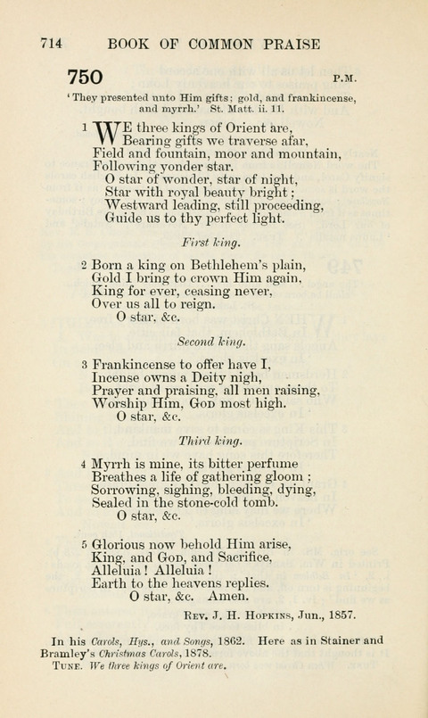 The Book of Common Praise: being the Hymn Book of the Church of England in Canada. Annotated edition page 714