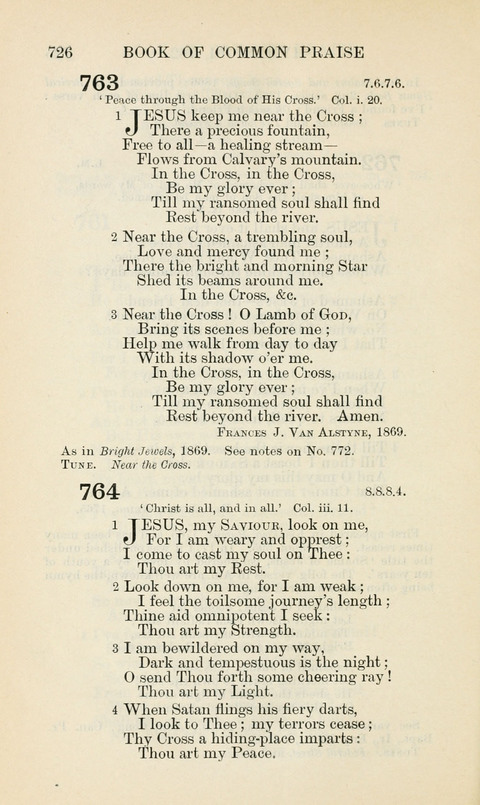 The Book of Common Praise: being the Hymn Book of the Church of England in Canada. Annotated edition page 726