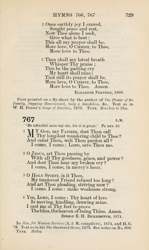 The Book of Common Praise: being the Hymn Book of the Church of England in Canada. Annotated edition page 729