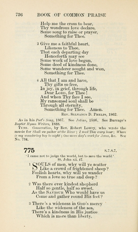 The Book of Common Praise: being the Hymn Book of the Church of England in Canada. Annotated edition page 736