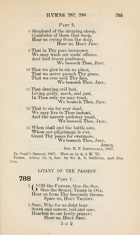 The Book of Common Praise: being the Hymn Book of the Church of England in Canada. Annotated edition page 755