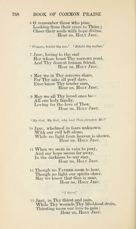 The Book of Common Praise: being the Hymn Book of the Church of England in Canada. Annotated edition page 758