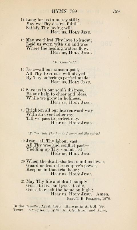 The Book of Common Praise: being the Hymn Book of the Church of England in Canada. Annotated edition page 759