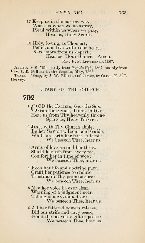 The Book of Common Praise: being the Hymn Book of the Church of England in Canada. Annotated edition page 763