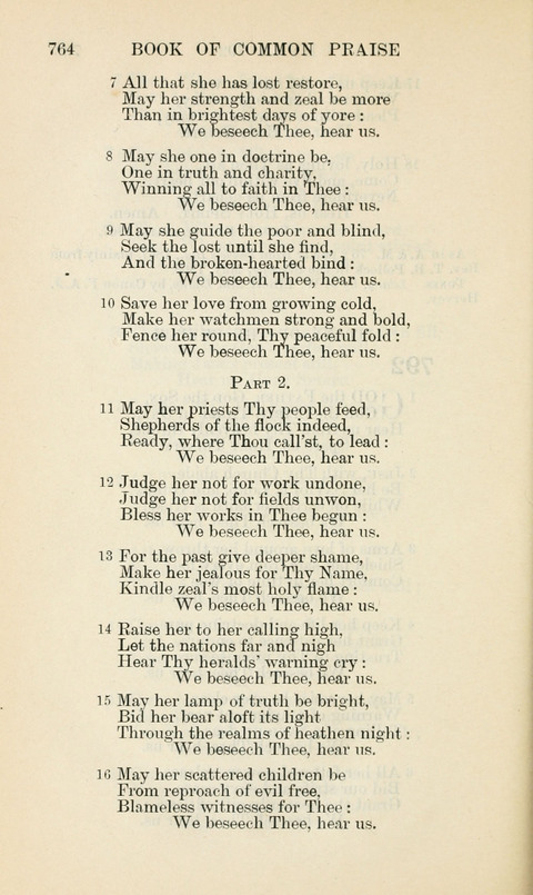 The Book of Common Praise: being the Hymn Book of the Church of England in Canada. Annotated edition page 764