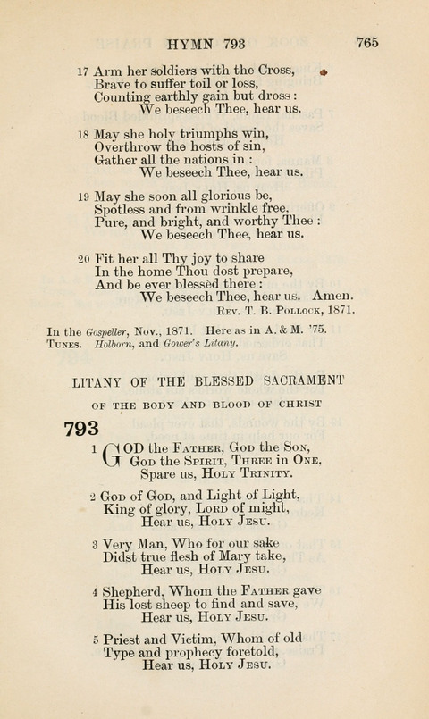 The Book of Common Praise: being the Hymn Book of the Church of England in Canada. Annotated edition page 765