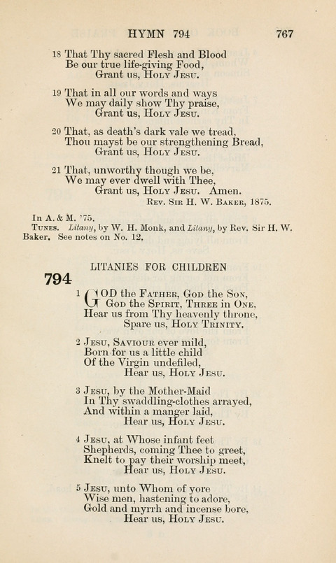 The Book of Common Praise: being the Hymn Book of the Church of England in Canada. Annotated edition page 767