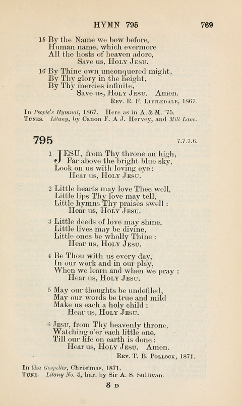 The Book of Common Praise: being the Hymn Book of the Church of England in Canada. Annotated edition page 769