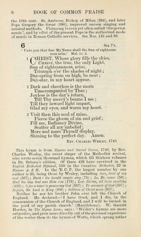 The Book of Common Praise: being the Hymn Book of the Church of England in Canada. Annotated edition page 8