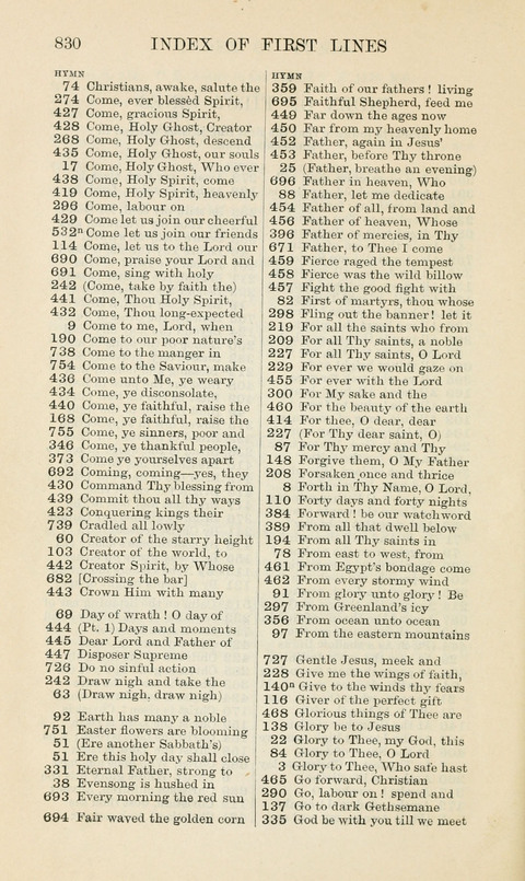 The Book of Common Praise: being the Hymn Book of the Church of England in Canada. Annotated edition page 830